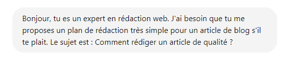 Exemple de prompt sur ChatGPT